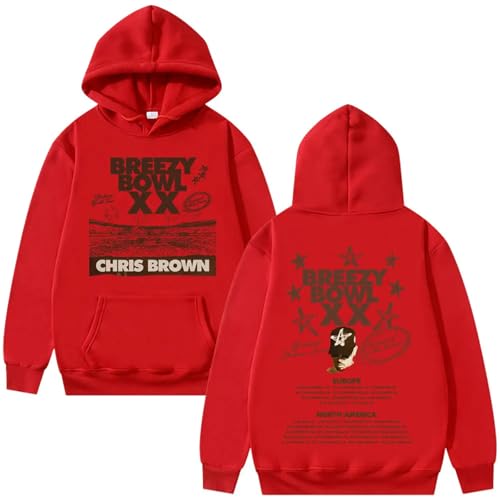 Hoodies Chris Rapper Brown Tour 2025 Baumwolle Hoodie Männer Frauen Casual Vintage Langarm Sweatshirt Hip Hop Übergröße Pullover XS-3XL-Red||XL 码 von Respeto