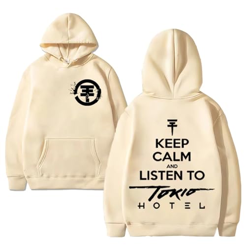 Rockband Tokio Hotel Print Hoodie Männer Frauen Weste Hip Hop Lose Streetwear Langarm Hoodies Unisex Pullover Sweatshirts XS-3XL-Khaki||3X_l von Respeto