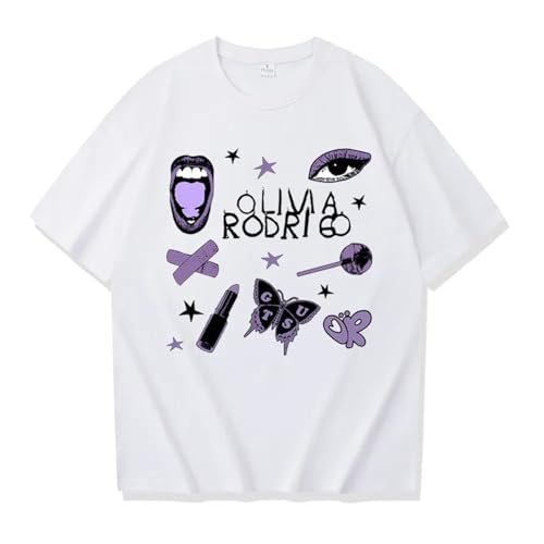 T-Shirt Olivia Rodrigo Guts World Tour Bedrucktes T-Shirt Street Casual T-Shirt Kurzärmeliges Sportshirt Herren- Und Damen-T-Shirt XS-3XL-White||M von Respeto