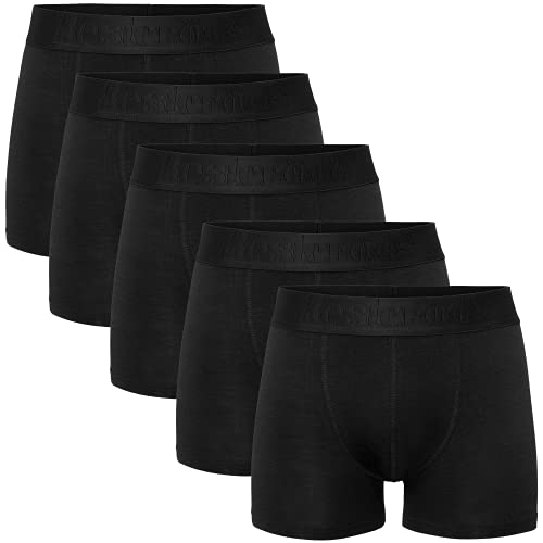 Resteröds Boxershorts Herren (5er Pack) Ultra Soft Touch und hohe Atmungsaktivität durch Bambus-Baumwoll Gewebe (Ohne Kratzenden Zettel) Schnelltrocknend, schwarz, S von Resteröds