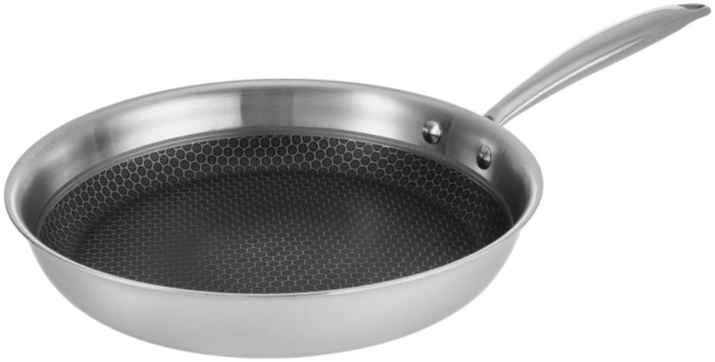 RESTO Kitchenware Bratpfanne "Achird Pfanne aus Tri-Ply (Edelstahl + Aluminium + Edelstahl) ofenfest" Edelstahl 18/10 1 Stk. tlg. Die 3-schichtige Basis ermöglicht eine Energieeinsparung von 25% von Resto Kitchenware
