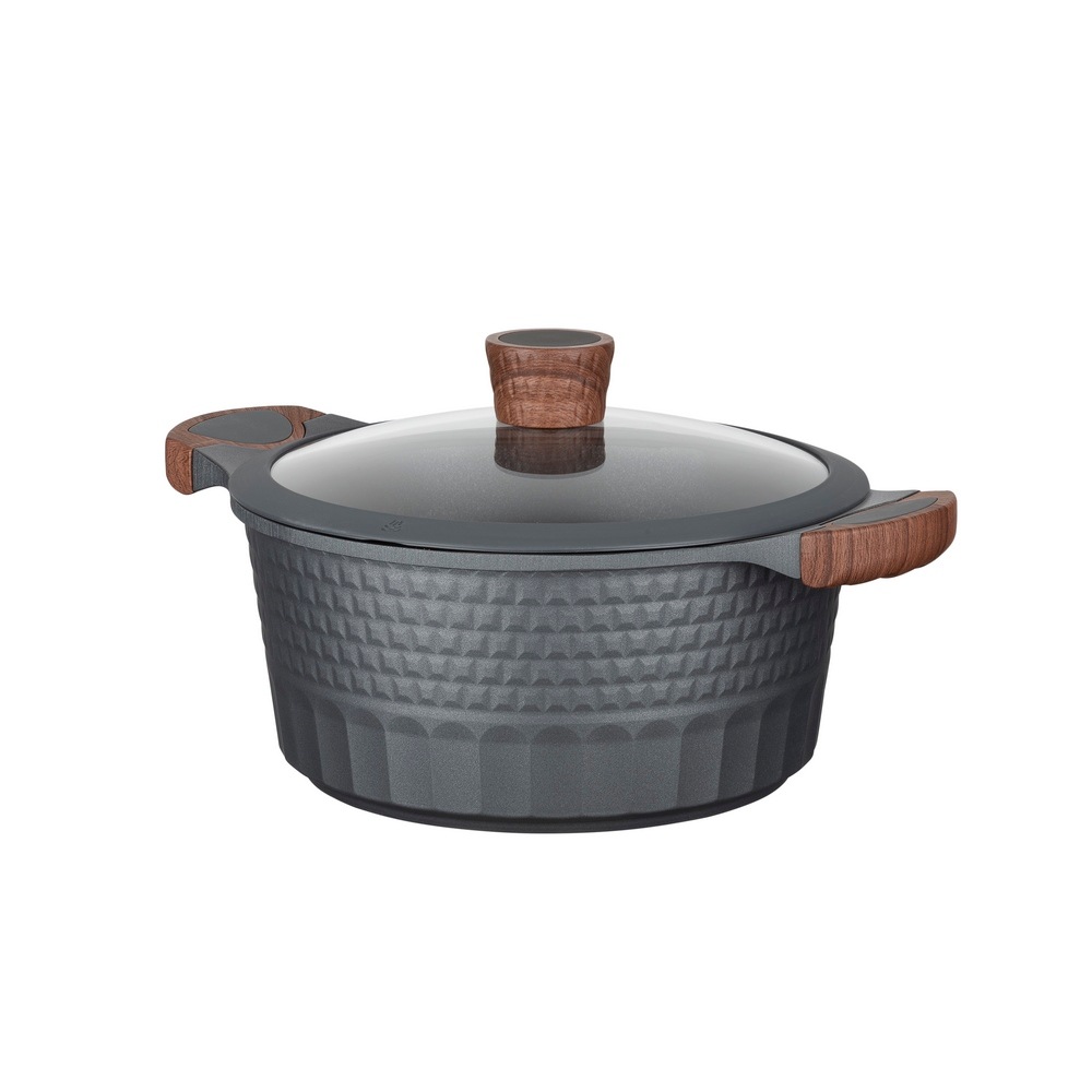 RESTO Kitchenware Kochtopf "Capella, Schmortopf antihaftbeschichtet und spülmaschinenfest", Aluminiumguss, (2 tlg.), mit Glasdeckel und stoßdämpfendem Silikonrand, im Geschenkkarton von Resto Kitchenware