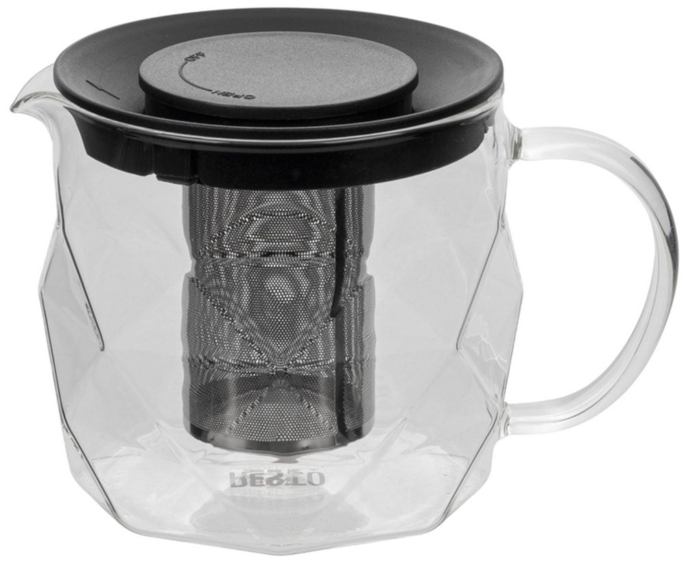 RESTO Kitchenware Teekanne "Ain, hitzebeständige Glaskanne im 3D Design, Höhe 12 cm" 1 l 4 Stk. tlg. mit herausnehmbarem Filtersieb aus Edelstahl, im Geschenkkarton von Resto Kitchenware