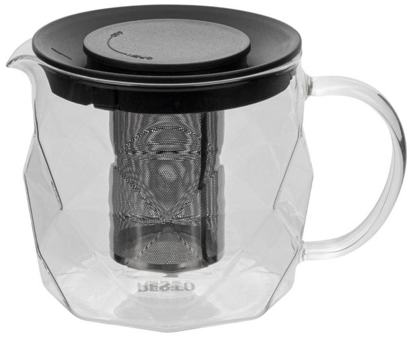 RESTO Kitchenware Teekanne "Ain, hitzebeständige Glaskanne im 3D Design, Höhe 12 cm" 1 l 4 Stk. tlg. mit herausnehmbarem Filtersieb aus Edelstahl, im Geschenkkarton von Resto Kitchenware