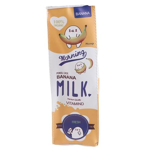 Restokki Kawaii-Federmäppchen, Kawaii-Federmäppchen, 3-Farben-Cartoon-Milch-Briefpapiertasche, Wasserdichtes PU-Federmäppchen Mit Großer Kapazität, Stifthalter, Stifthalter, Aufbewahrungstasche(GELB) von Restokki