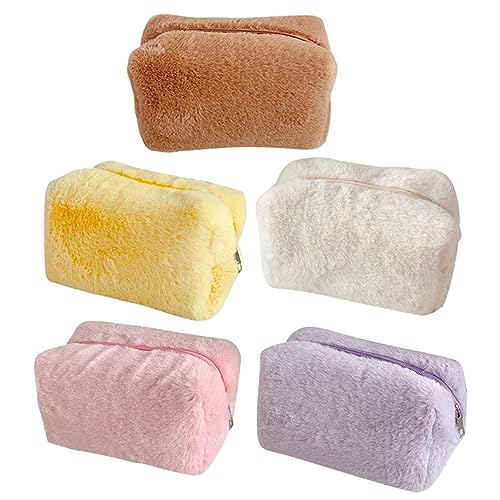 Restokki Kosmetiktasche Plüsch Make up Tasche Bezaubernde, Weiche, Flauschige Kosmetiktasche Für Mädchen, Tragbar Und in Mehreren Farben Erhältlich(Lila) von Restokki