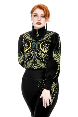 Restyle Clothing Herbal – Gothic Cropped-Sweatshirt, schwarz, Damen-Pullover, Schwarz , 48 von Restyle Clothing