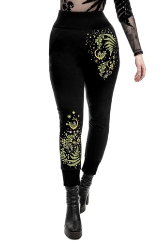 Restyle Clothing - Herbal - Gothic Lounge bequeme schwarze Jogginghose mit Stickerei, Schwarz , L Restyle Clothing - Herbal - Gothic Lounge bequeme schwarze Jogginghose mit Stickerei, Schwarz , L von Restyle Clothing