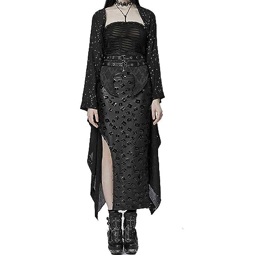 Restyle Clothing Stargazer Schal Gothic Witchy Schal Cardigan mit astrologischem Sternenmuster Print, Schwarz , M/L von Restyle Clothing
