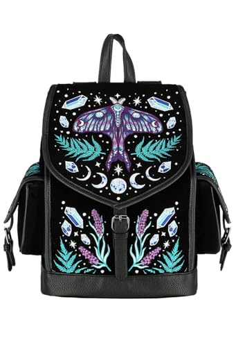Restyle – Zauberwald – Magical Herbal Gothic Damen-Rucksack, Tragetasche, heidnische Hexe, Schwarz von Restyle Clothing