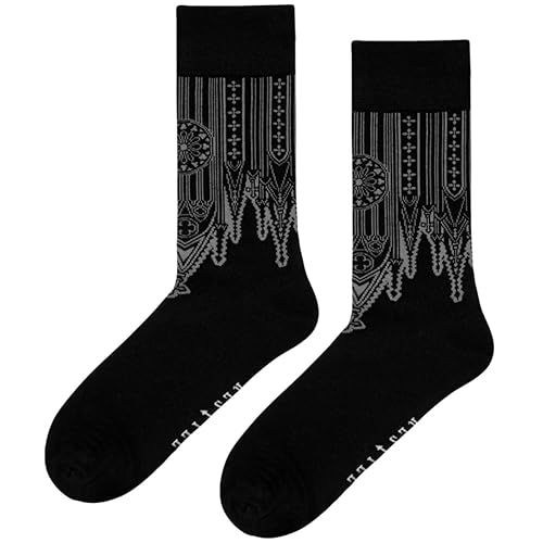 Restyle Socken mit Umgedrehter Kathedrale Jacquard Gotische Notre Dame Strickaccessoire, Schwarz, 39-42 von Restyle clothing