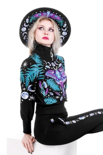 Restyle Enchanted Forest Sweatshirt – Mystical Moth, Moon & Crystal Pullover, Schwarz, L von Restyle
