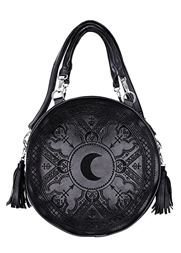 Restyle Henna Runde Handtasche Gotisk Goth Wicca Veganer Leder Tasche von Restyle