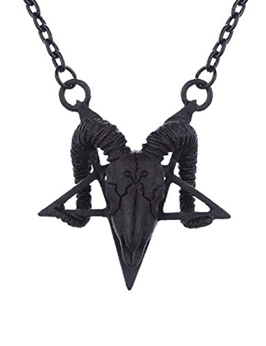 Restyle Scharzer Bock Schädel Pentagramm Gothic Anhänger Halskette von Restyle
