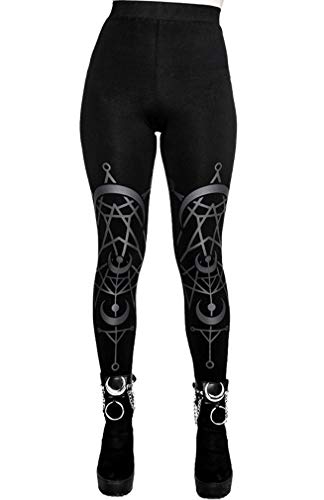 Restyle Twin Moon Gothic Nugoth Punk Witchcraft Stretchy Cotton Leggings - Black (M) von Restyle