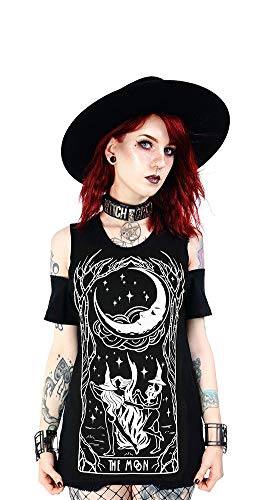 Restyle Witches Chant Women's Gothic Fashion Black Cotton Cold Shoulder Top-3XL von Restyle