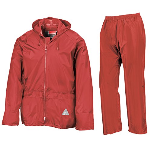 Herren Result Wasserdichte Jacke Hose Anzug In Tragetasche - M, Rot von Result