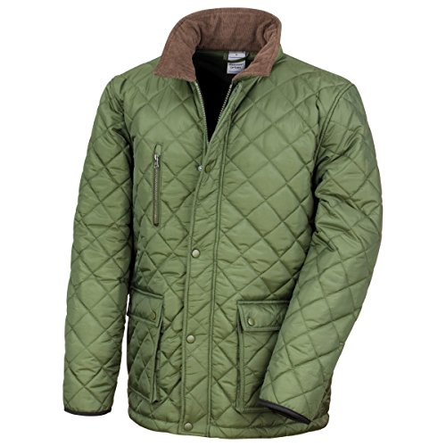 Result Cheltenham Herren Steppjacke mit Fleece-Innenfutter, wasserabweisend, Winddicht (XL) (Olive) von Result