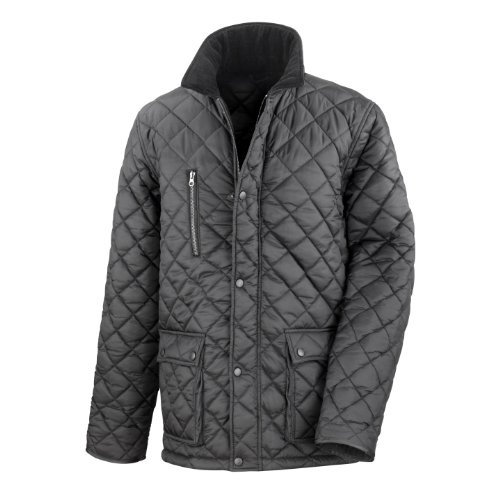 Result Cheltenham Herren Steppjacke mit Fleece-Innenfutter, wasserabweisend, Winddicht (XS) (Schwarz) von Result