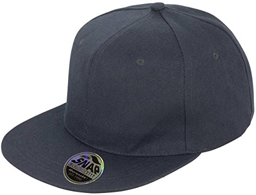 Result Core Bronx Original Flat Peak Slapback Cap verstellbar Hip Hop Bboy Hat Gr. Einheitsgröße, Schwarz von Result