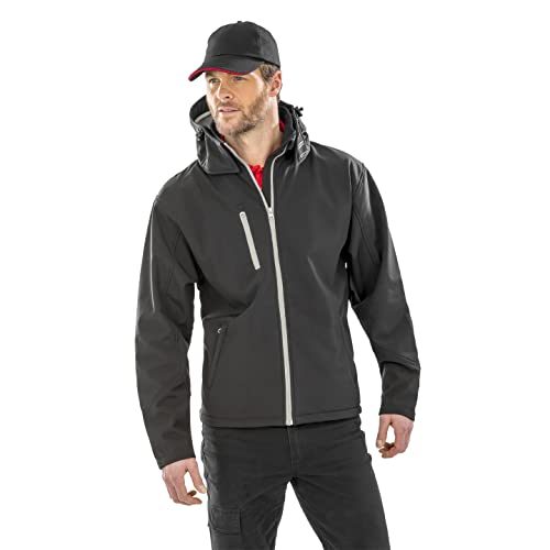 Result Core Herren Softshell Jacke Lite mit Kapuze (L) (Schwarz/Grau) von Result