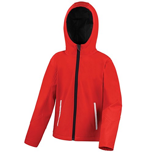 Result Core Kinder Junior Softshell-Jacke mit Kapuze (7/8 Jahre (120/128)) (Rot/Schwarz) von Result