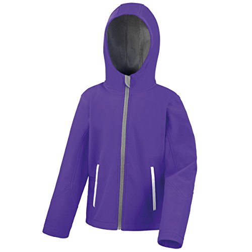 Result Core Kinder Junior Softshell-Jacke mit Kapuze (9/10 Jahre (132/140)) (Violett/Grau) von Result