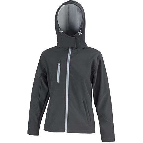 Result Core Lite Damen Softshell-Jacke mit Kapuze (L) (Schwarz/Grau) von Result