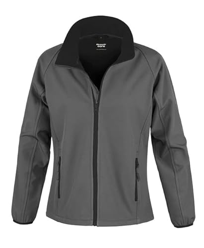 Result Core R231F Damen Druckbar Softshell Jacke - Holzkohle/Schwarz - L von Result