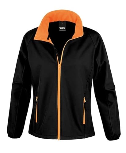 Result Core R231F Damen Druckbar Softshell Jacke - Schwarz/Orange - 2XL von Result