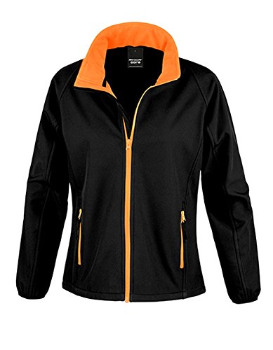Result Damen R231F Bedruckbare Softshell-Jacke, schwarz/orange, Small/Size 10 von Result