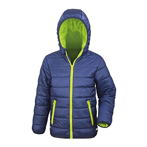 Result - Gefütterte Kinder Steppjacke/Navy/Lime, L (140) von Result