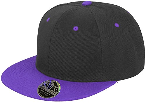 Result Headwear Unisex Cap Bronx Original Flat Peak Snap Back Mehrfarbig Black/Purple One Size von Result