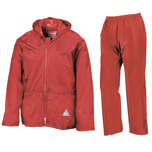 Result Herren Regenanzug bestehend aus Regenjacke und Regenhose, wasserdicht M,Rot von Result