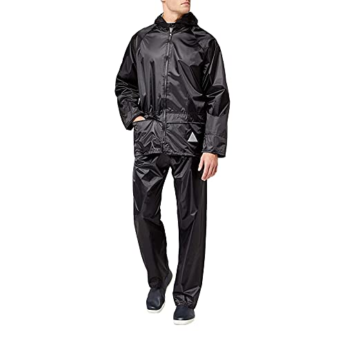 Result Herren Regenanzug bestehend aus Regenjacke und Regenhose, wasserdicht M,Schwarz von Result