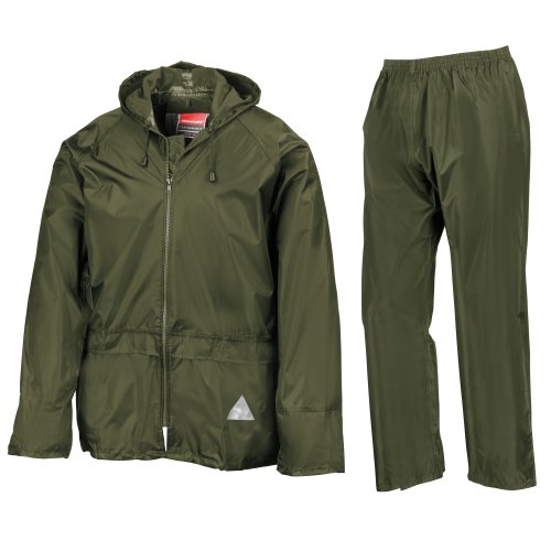 Result Herren Regenanzug bestehend aus Regenjacke und Regenhose, wasserdicht XL,Olive von Result