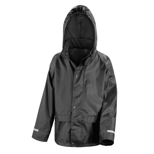 Result Kinder Regenjacke/Regenüberjacke (7-8 Jahre) (Schwarz) von Result