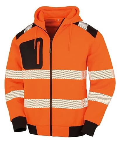 Result R503X Recycelt Sicherheit Kapuzenpullover mit Reißverschluss - Fluoreszierend Orange/Schwarz - XL von Result