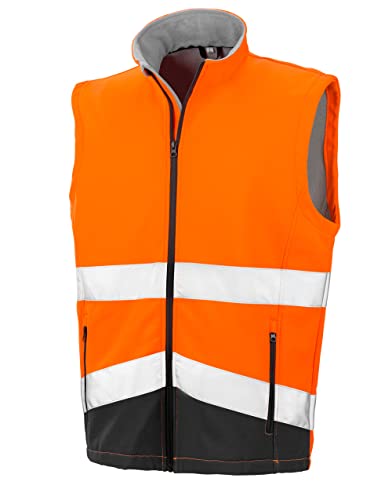 Result Safe-Guard R451X Herren Druckbar Sicherheit Softshell Weste - Fluoreszierendes Orange/Schwarz - 2XL von Result