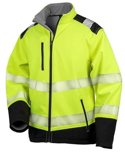 Result Safe-Guard R476X Herren Bedruckbare Ripstop Sicherheit Softshell - Fluoreszierend Gelb/Schwarz - XL von Result