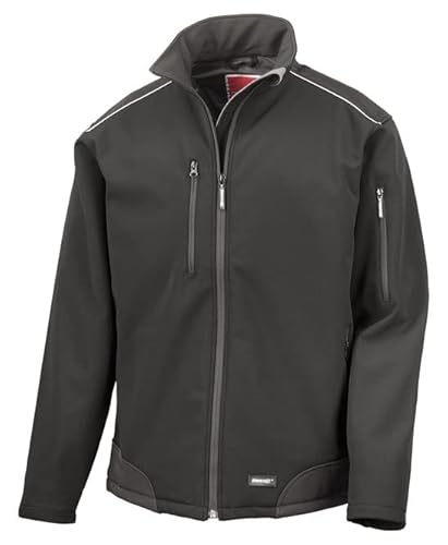 Result Workguard R124X Ripstop Softshell Arbeits Jacke - Schwarz/Schwarz - 4XL von Result