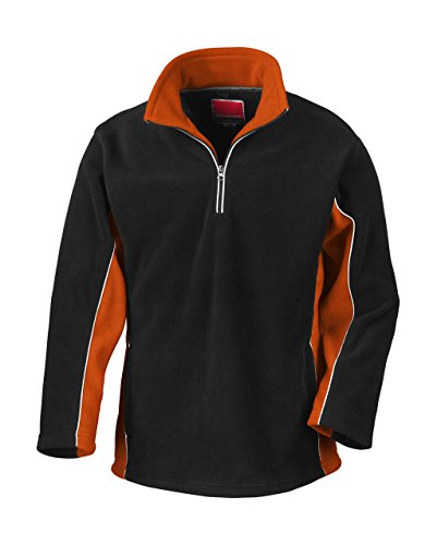 Tech3 Fleece-Sportsweatshirt mit 1/4 Reißverschluss XS,Black/Orange von Result