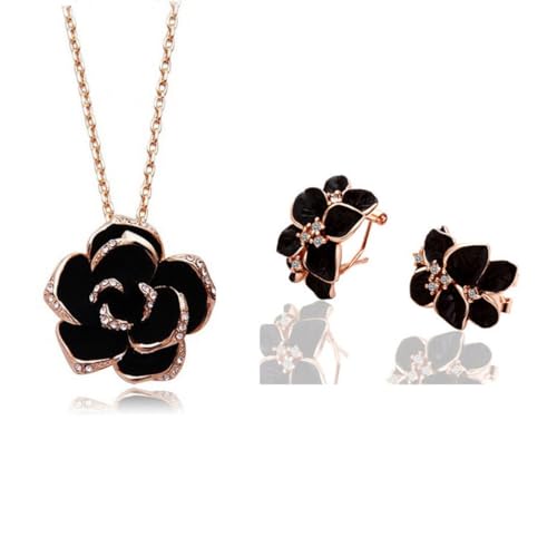 Resweky Blume Teesäule Tropfen Öl Hochzeit Halskette Ohrringe Set Flore Kristall funkelnde Brautsäule Schmuckset, free size, Metall, Nicht zutreffend. von Resweky