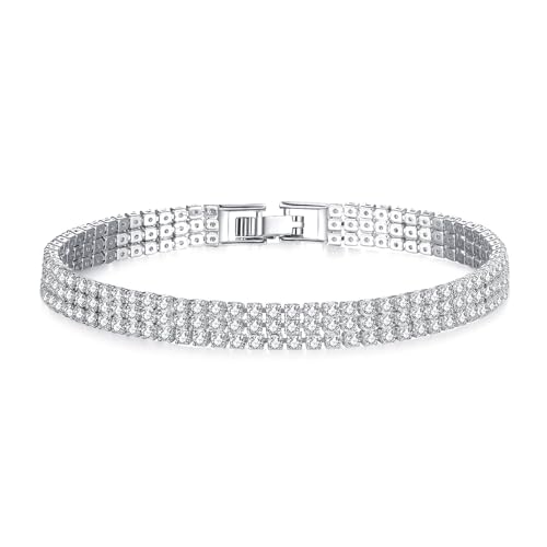 Resweky Boho Kristall Armbänder Kette Funkelnde zierliche Glückliche Armband Schmuck Hand Kette Geschenke Für Frauen Mädchen (Silver) von Resweky