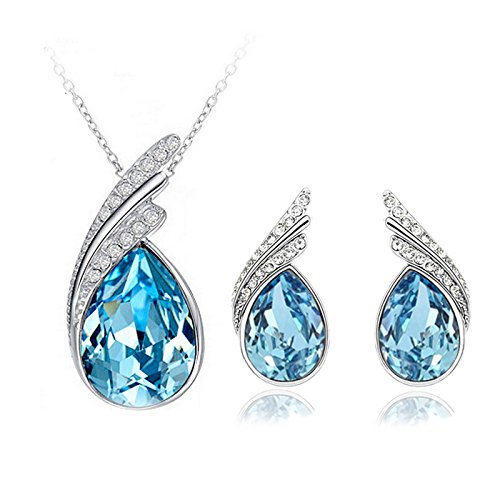 Resweky Halskette in Tropfenform für Ohrringe 2 Stück Kollektion Flash Kristall Set für Ohren Kollektion Anhänger Kollektion Accessoires Damen, free size, Metall, Nicht zutreffend. von Resweky