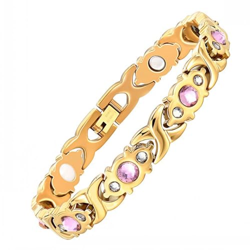 Resweky Magnetische Armbänder Kristall Strass zierliche Armband Schmuck Armbänder Abnehmbare Geschenke für Männer Frauen (Gold) von Resweky