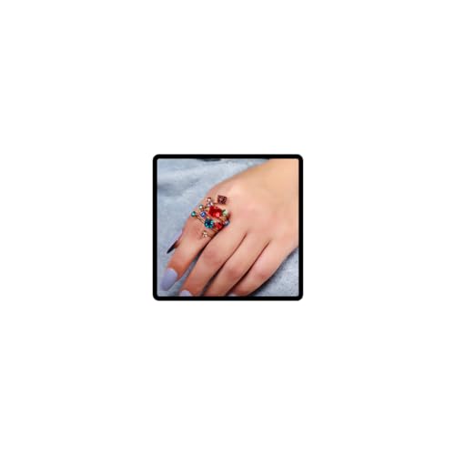 Resweky Statement Fingerring Punk Kristall Ring zierliche Ringe Schmuck für Frauen Mädchen, Large, Metall, Kein Edelstein von Resweky