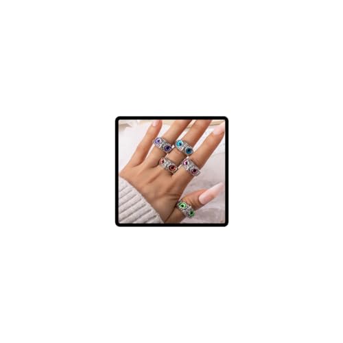 Resweky 5 Stück Vintage Eulen-Fingerring-Sets Silber Augenringe zierliche offene Ringe Schmuck für Frauen Mädchen, Metall, Kein Edelstein von Resweky