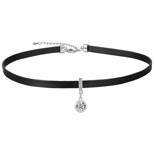 Resweky Weben Strick Choker Einstellbare Halsketten Schwarzer Stern Kristall Handgemachte Anhänger Mode Halskette Clavicular Choker Geschenke für Frauen Mädchen (crystal) von Resweky