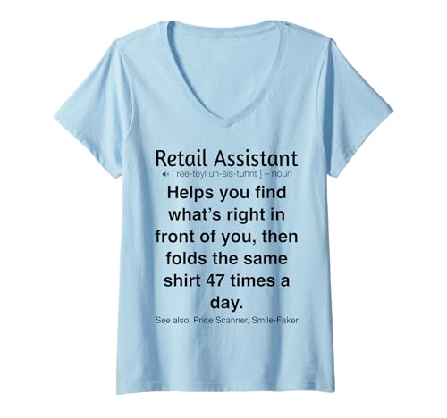 Damen Lustiger Einzelhandelsassistent T-Shirt mit V-Ausschnitt Damen Lustiger Einzelhandelsassistent T-Shirt mit V-Ausschnitt von Retail Assistants Cashiers Humor Gifts & Tees